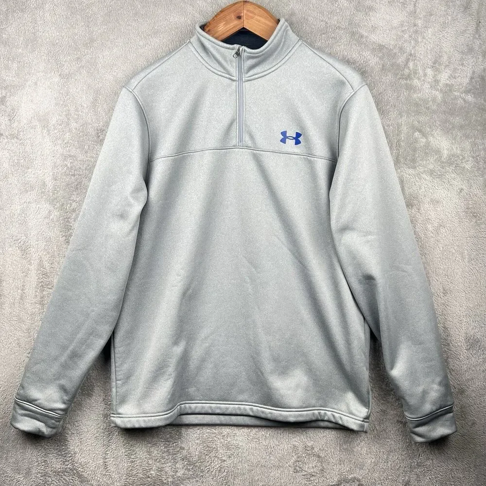Under Armour UA 1/4 Zip Pullover Sweatshirt Men's Large Gray‎ Mock Neck Active